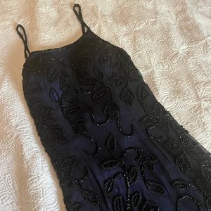 Gorgeous beaded blue and black dress